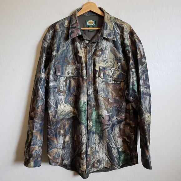 Cabelas Scentlok Camo Leaf Jacket Button Front Hunting Outdoor Size Mens XL Tall - Picture 1 of 11